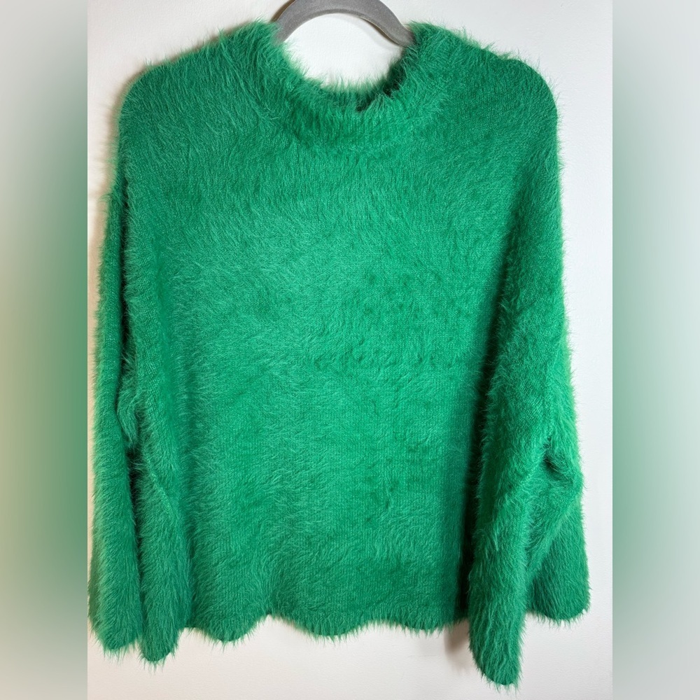 free people green fuzzy sweater size‎ extra small, is oversized